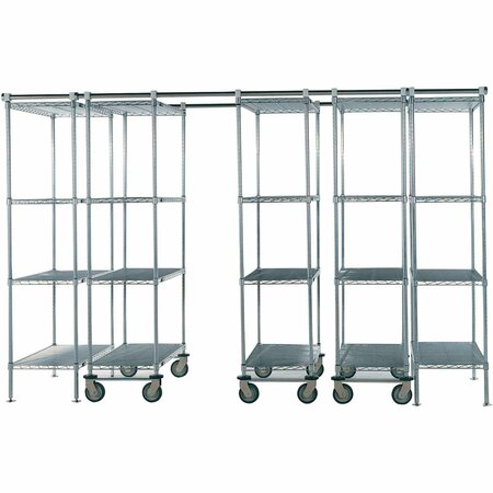 NEXEL Space-Trac, 5 Unit, Poly-Z-Brite High Density Shelving, 48inW x 21inD x 88inH, 12ft Length 795997